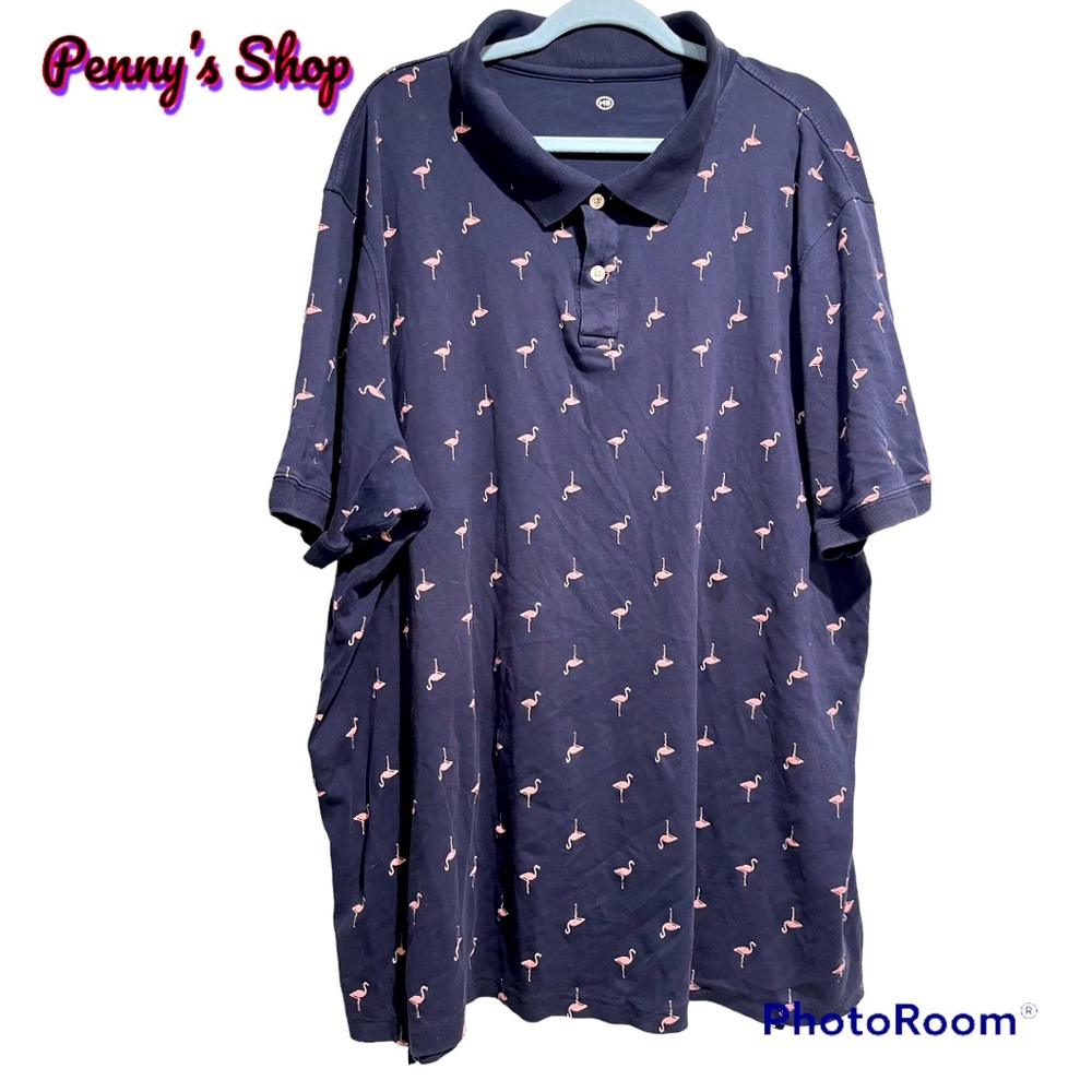 HB 3XL Men’s navy flamingo polo